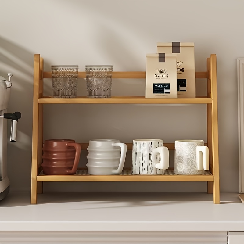 2 tier bamboo plant stand with slatted shelves freestanding indoor flower rack for home decor light     displaying potted plants and succulents details 2