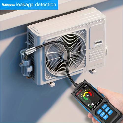 device for detecting air conditioning leaks identifying refrigerant leaks digital halogen testing meter professional gas leak detector measures refrigerants including hfc cfc pfc hfo r22 r32 r134a