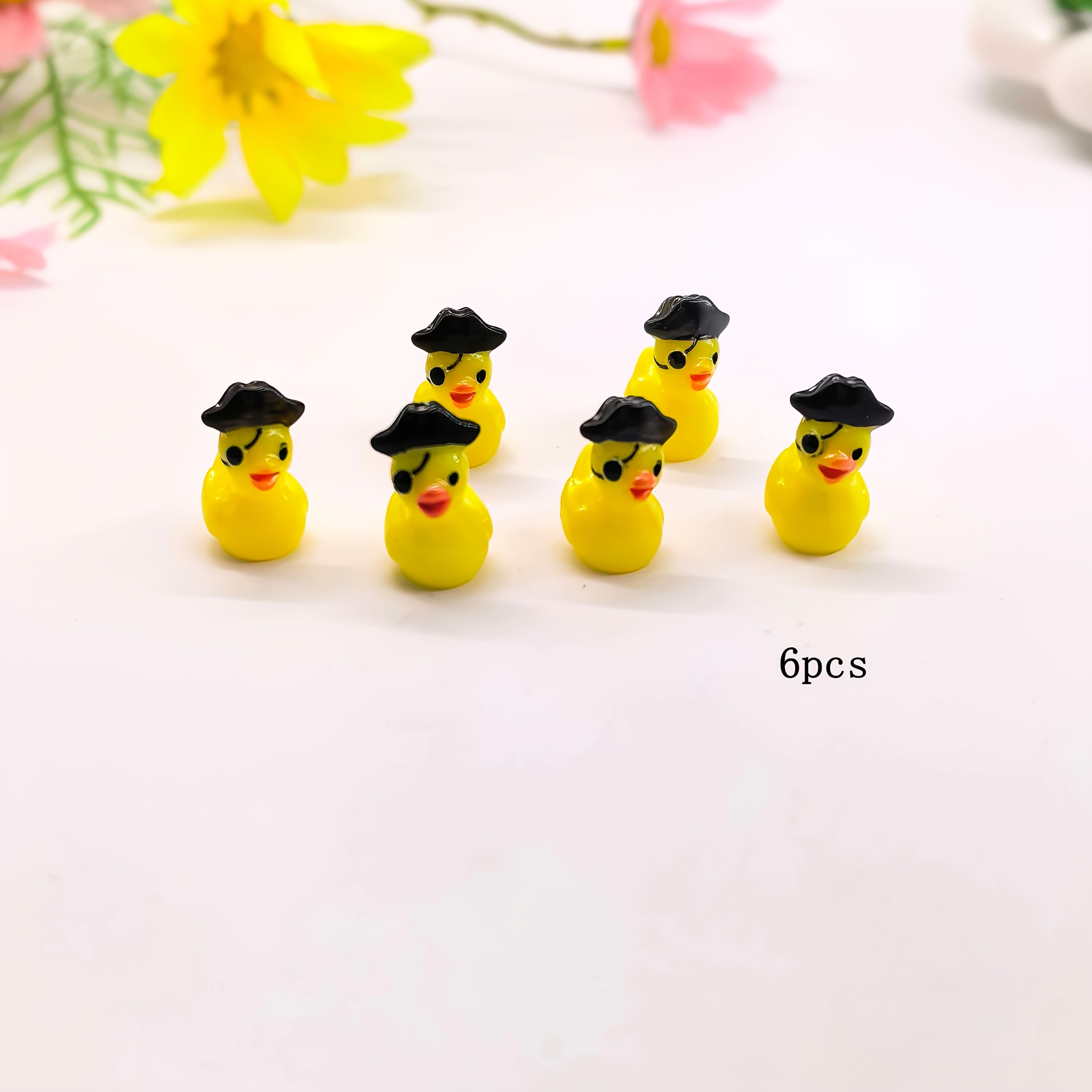 TEMU 6pcs Resin Through-hole Yellow Pirate Duck Decorative Beads For Chain Ornaments, Pendant, Jewelry Decoration Production, Beaded Pen Decoration,