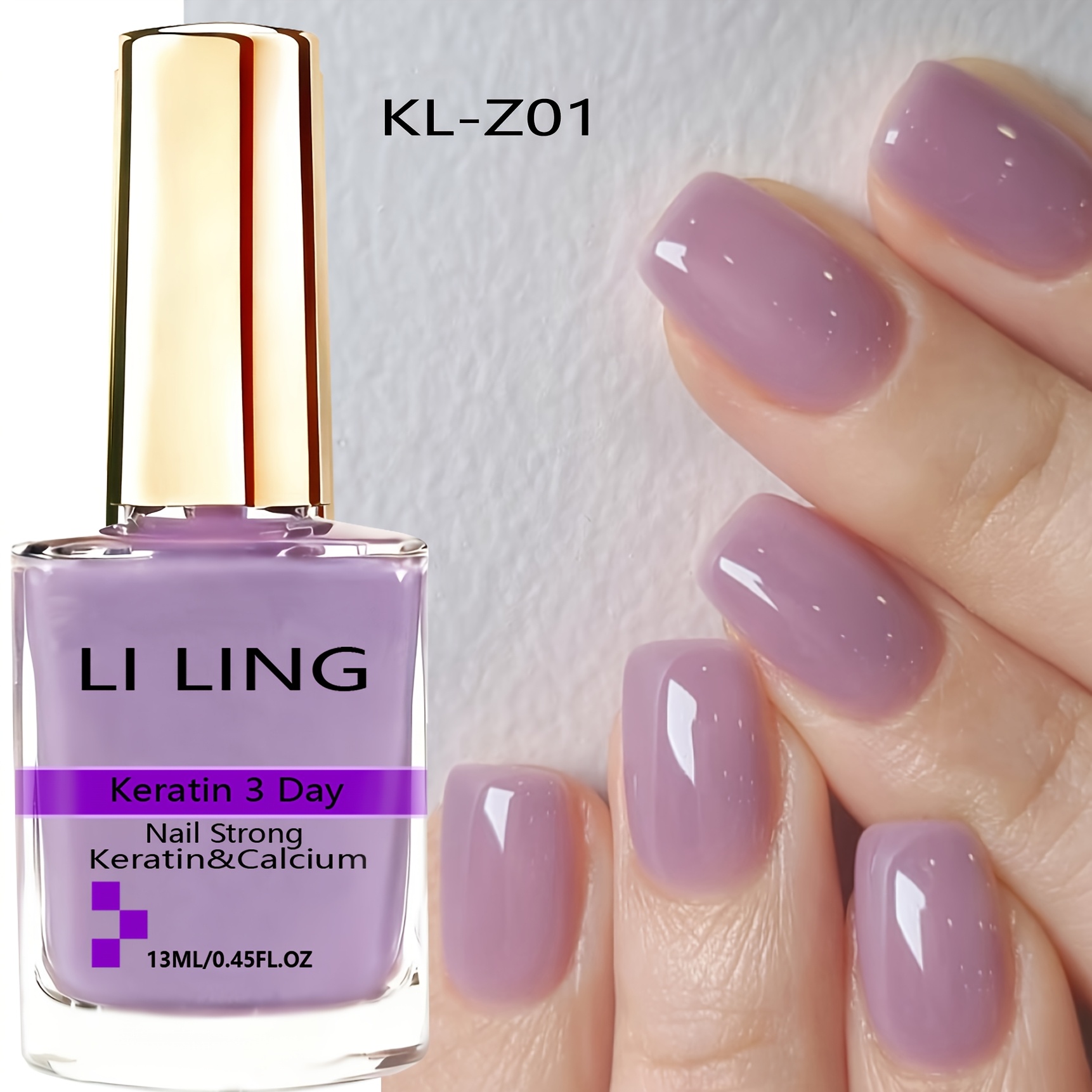 Image of Icy Transparent Plum Purple Strengthening For Nail Polish - /summer For Nail Strengthener, Dry, Quick Manicure, A Must-have For Nail Art Enthusiasts