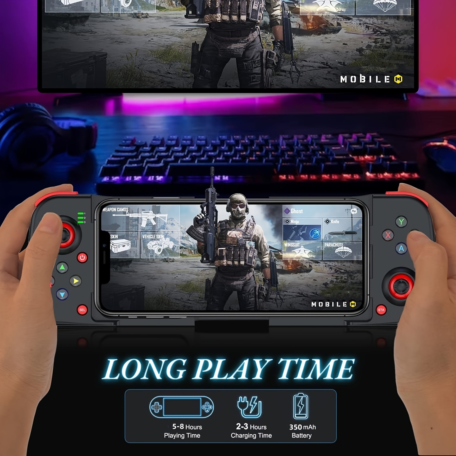 [Wireless Gamepad] Wireless Gamepad | for iPhone/Android/Steam Deck/PC/Table Mobile Phone Controller, Wireless Game Controller Joystick Telescopic Gamepad - COD Mobile Diablo Immortal, Directly Play