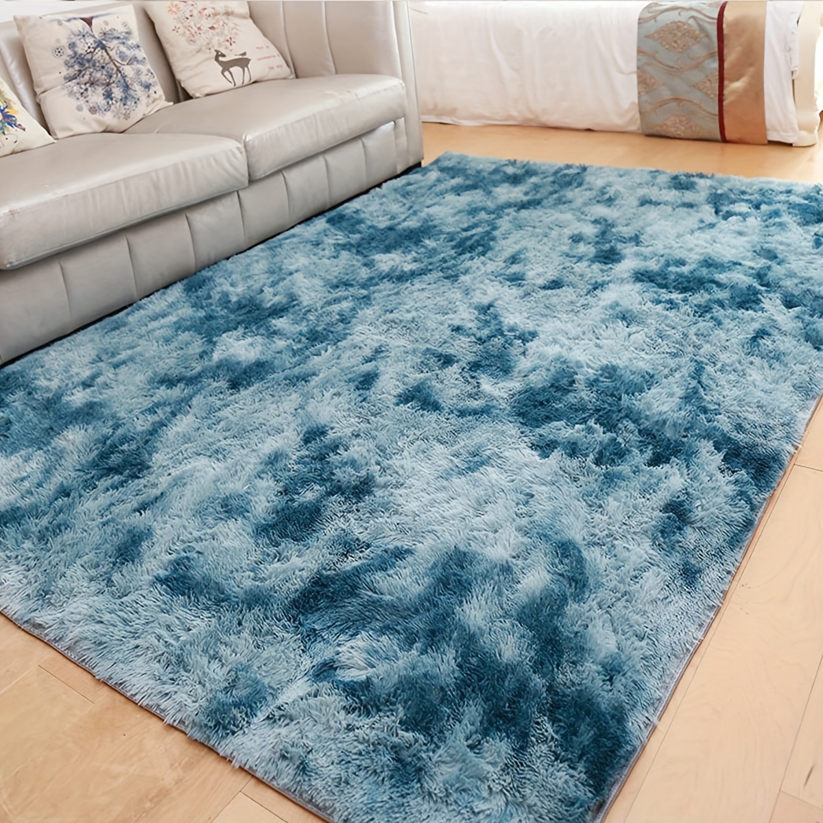 1pc Tie-dye Printing Carpet, Gradient Silk Soft Plush Living Room popular Bedside Rug