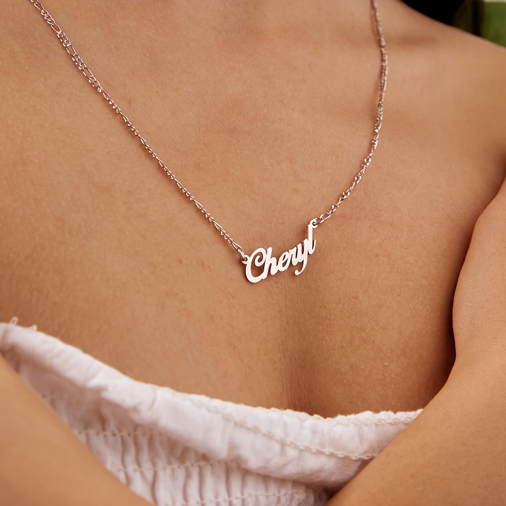 Custom Retro Name Pendant Necklace in Stainless Steel
