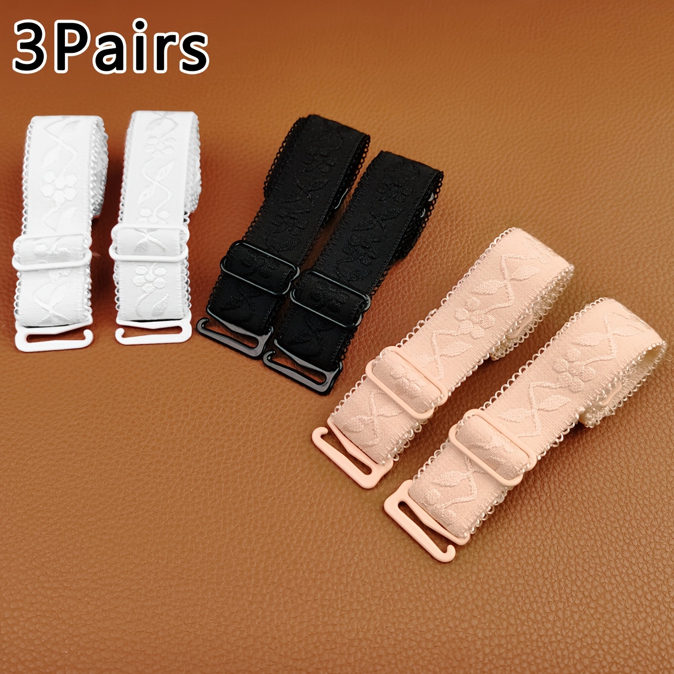TEMU 3 paires de bretelles de soutien-gorge réglables et antidérapantes - Allongées et élargies, adaptées aux soutiens-gorge à bonnets pleins, sangle