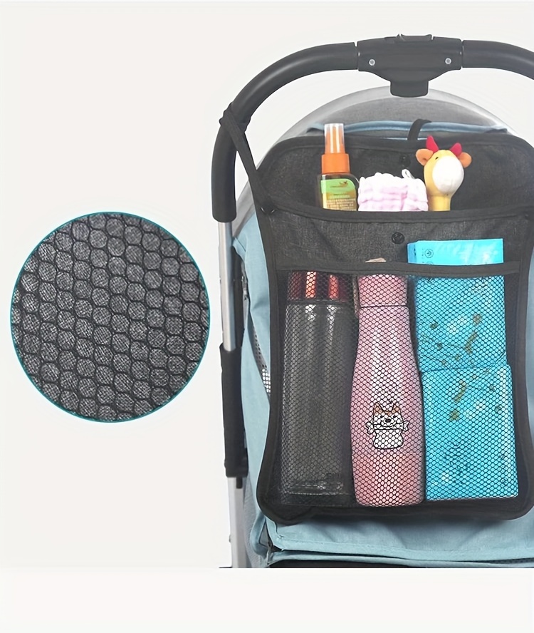 1pc stroller hanging bag storage bag double layer thickened stroller hanging mesh bag details 4