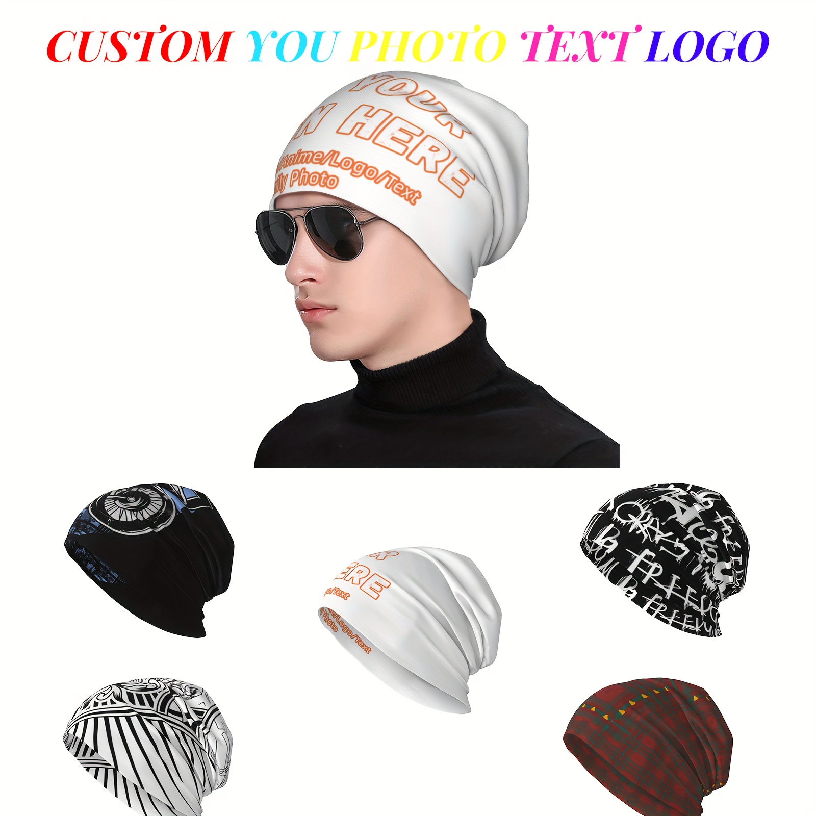 

Customizable Beanie Hat, Unisex Polyester Stretch Knit, Sports Style, Soft, Cap With Personalized Photo/logo Design, Machine Washable