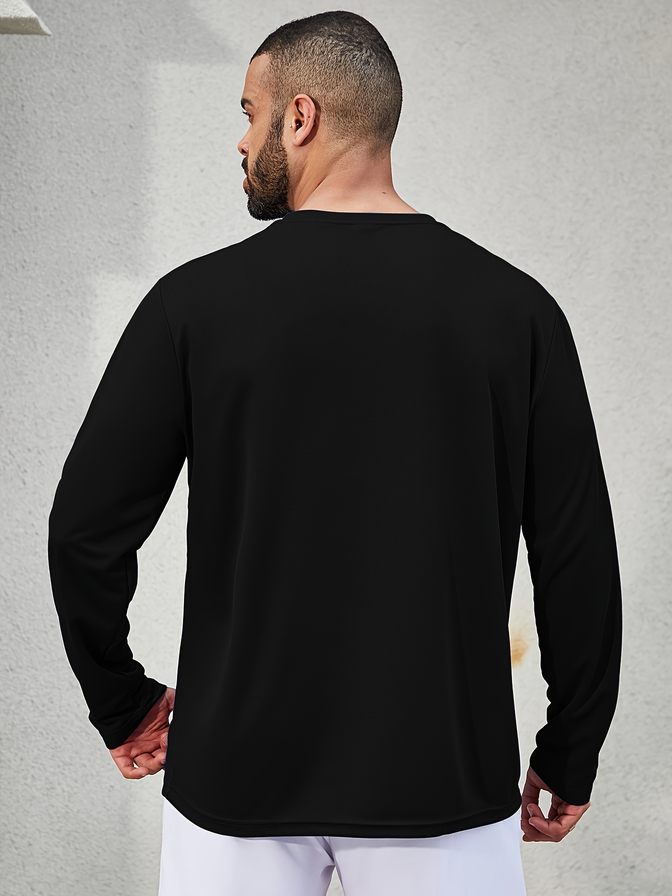 t shirt à manches longues à col rond unicolore homme Temu