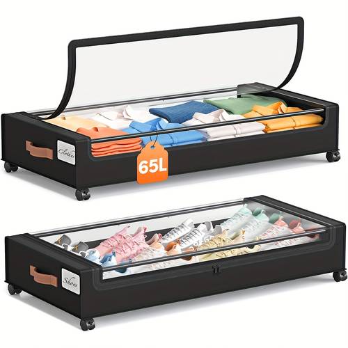 2 pack of wheeled under bed storage box under bed storage box under bed shoe rack organizer metal drawer under wheel bed for clothes blankets shoes books bedding under bed storage