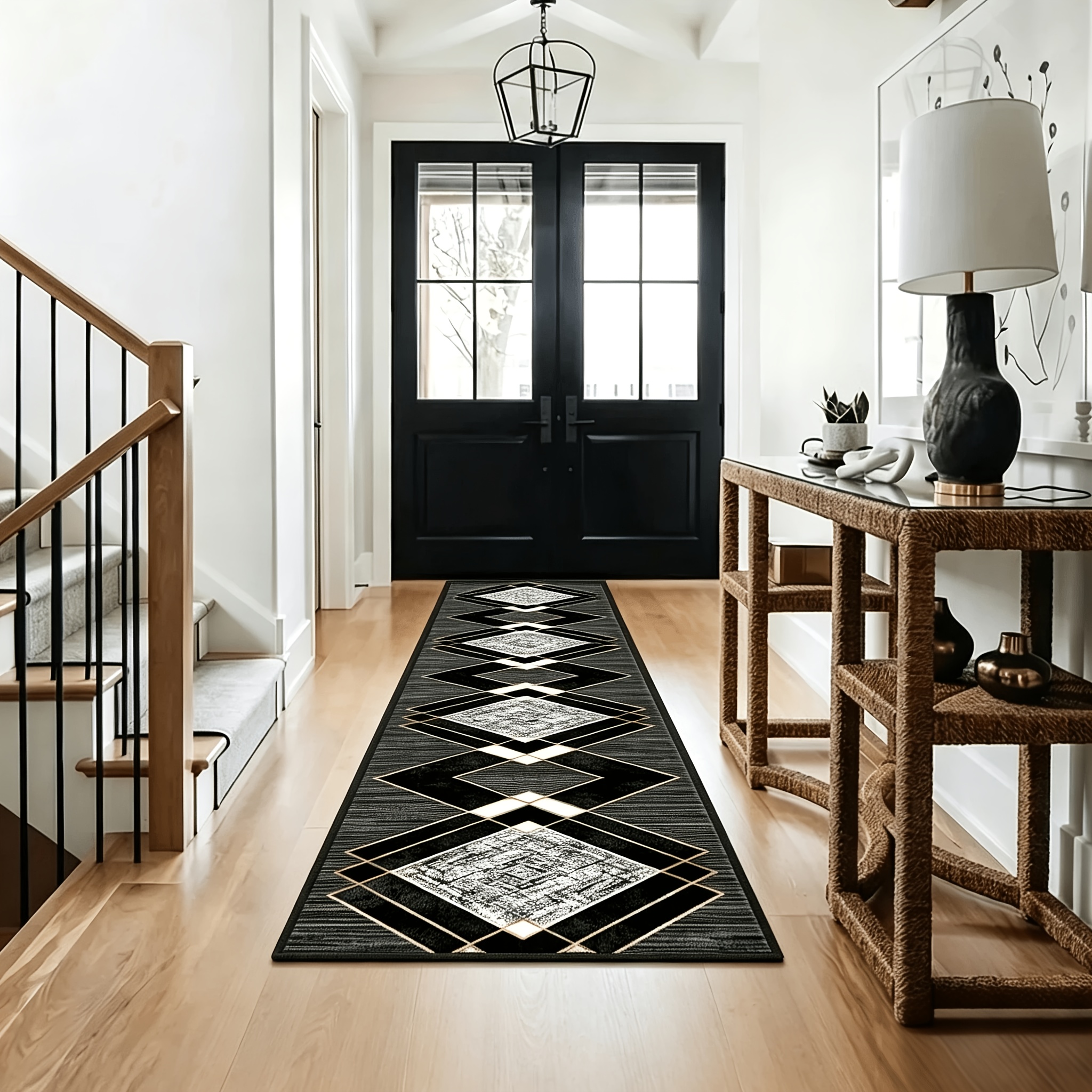 TEMU 1pc Long Runner Rug, Velvet Material, Non-slip Backing, Suitable For Hallway, Bedroom, Kitchen, Bathroom Multi-area Decorative Mat