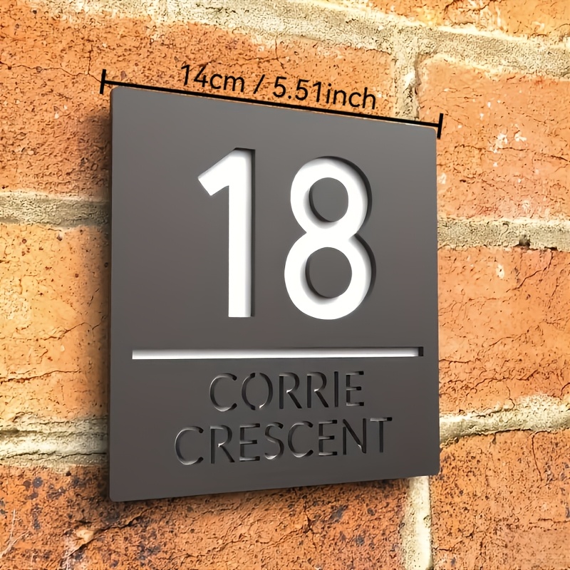TEMU [2d Flat] Custom Laser Engraved Business And Address Signs - Double Layer Hollow Wall Mounted House Number Sign With Self Adhesive Backing,