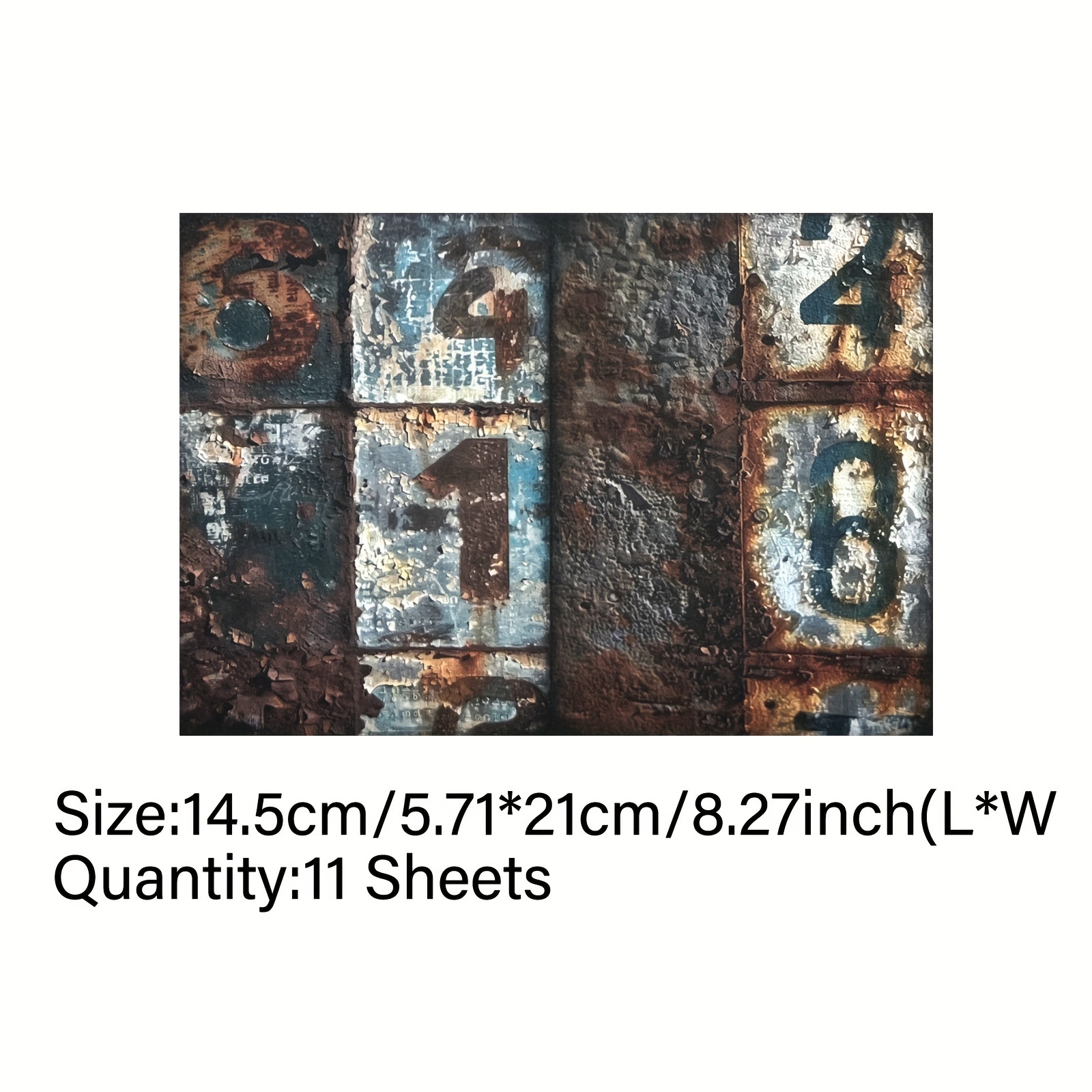 Image of Vigus 11 Sheets Metal Iron Retro Industrial Style Vintage Rusty Letter Number Description Journal Magazine A5 Size Craft Paper