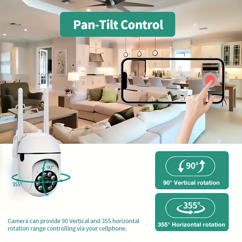 OURLIFE Security Camera with Color Night Vision, Wireless Indoor/Outdoor Camera, Two-Way Audio, Multi-Angle Pan/Tilt/Zoom, Wi-Fi Smart Home Security Camera with Pet Motion Tracking, Ideal Christmas & Thanksgiving Gift!!
