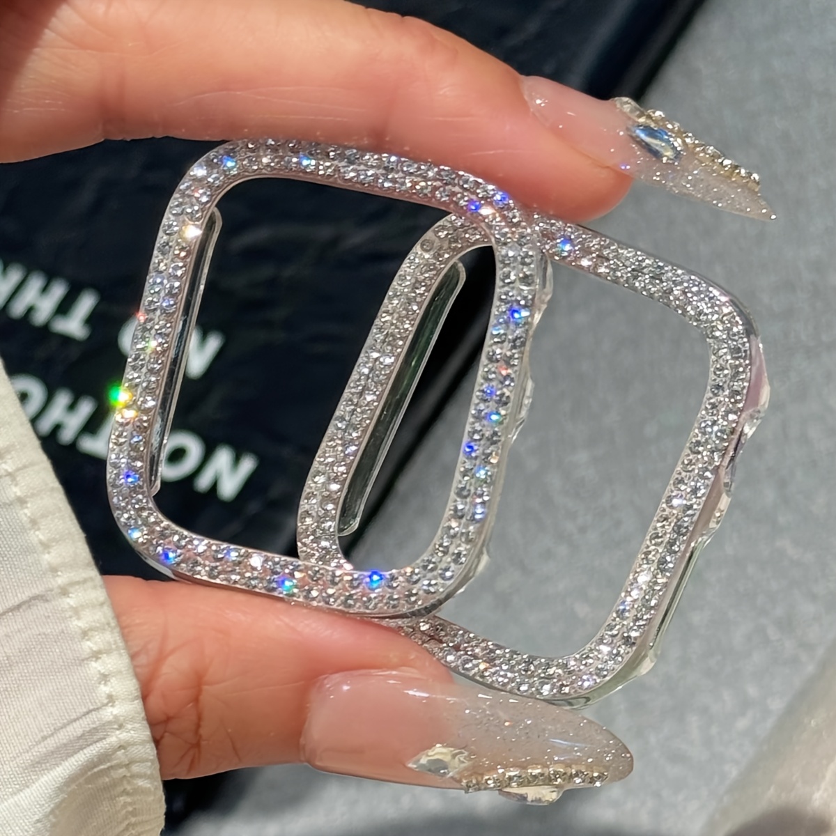 TEMU Étui de à double avec en cristal strass, 1 pièce, étui rigide en PC ultra pour montre, compatible avec Apple Watch 38/40/41/42/44/45/46/49 mm,