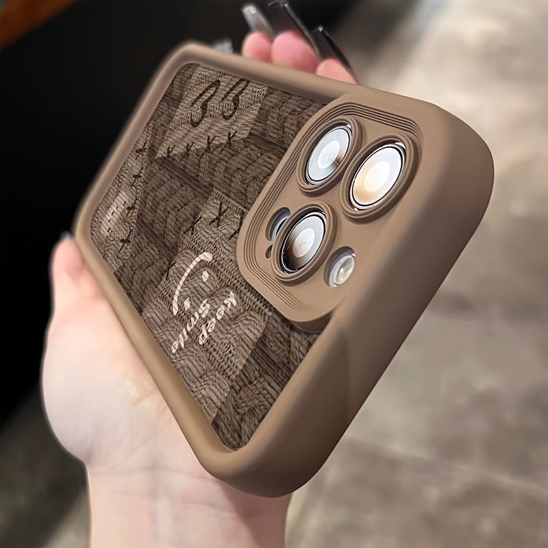 Brown Love joyful Face TPU Anti-Fall Protective Mobile Phone Case, Suitable for Apple iPhone 15/14/13/12/11/XR/7/Pro/Plus/Pro Max Protective Cover