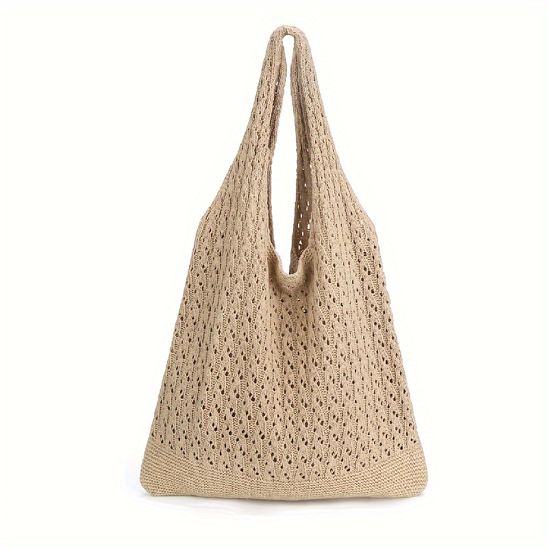 TEMU Crochet Bags For Women Summer Beach Tote Bag Aesthetic Tote Bag Hippie Bag Knit Bag