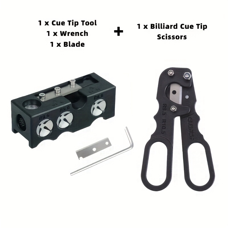 11-in-1 Pool Kit With Tip Shaper And Scissors, For Cue Sports