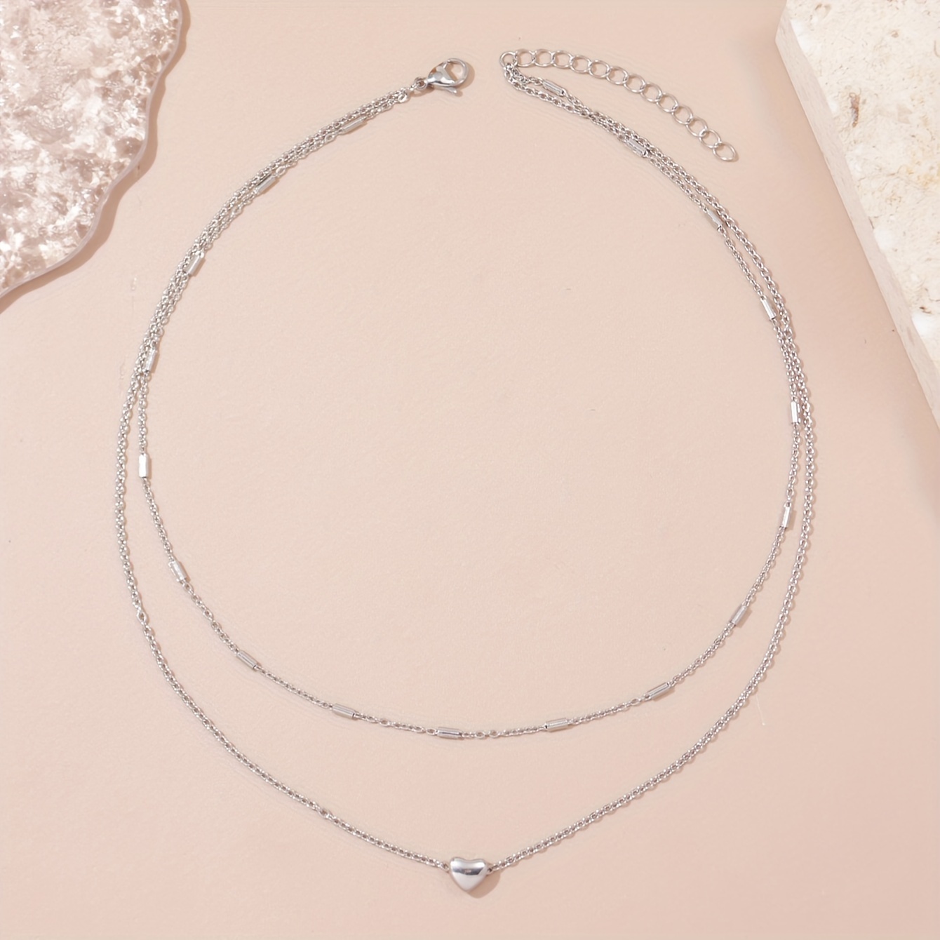 Minimalist Stainless Pendant Double Layer Necklace Party Jewelry Holiday Gift