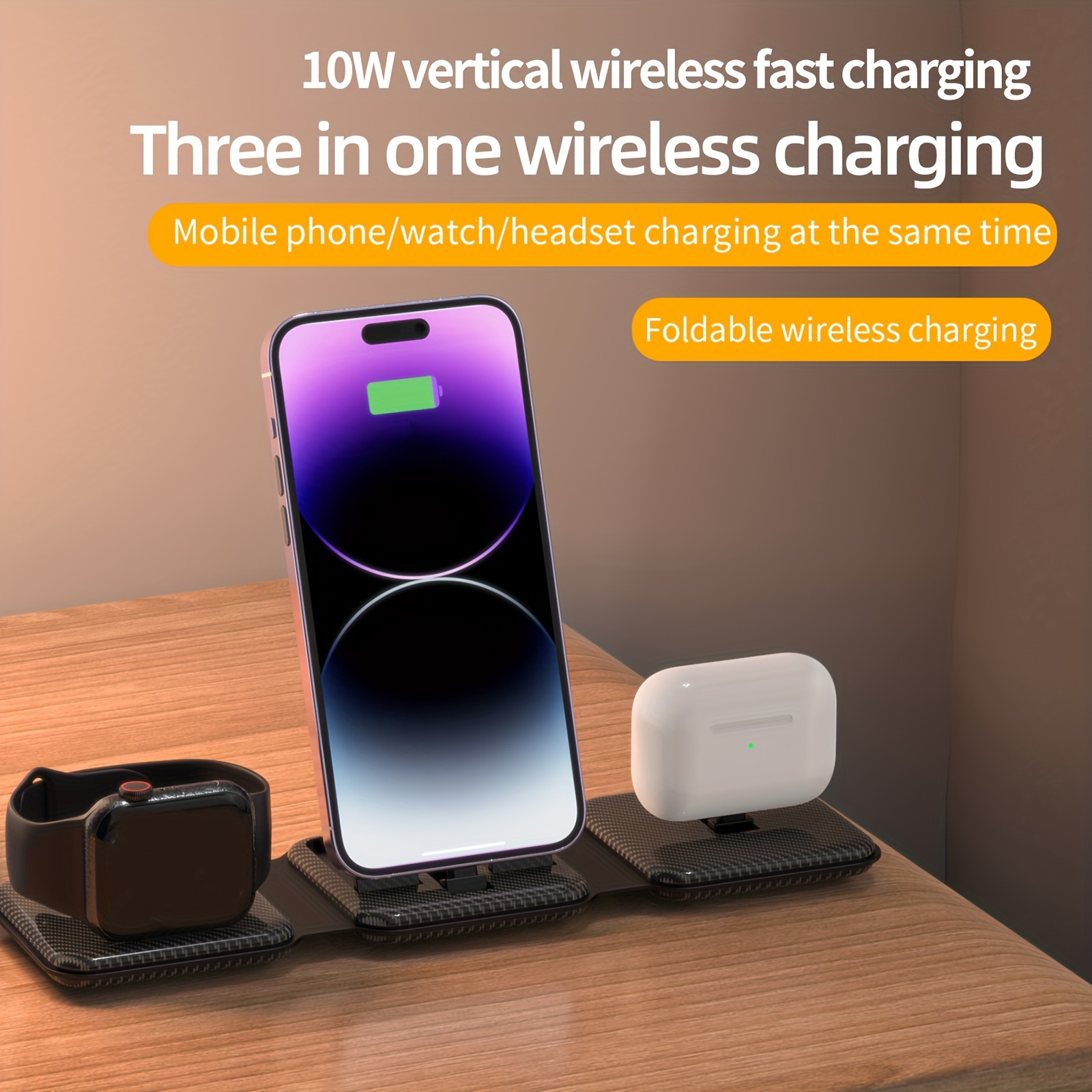 

Newly Upgraded Foldable 3-in-1 Wireless Charger, Mobile Phone/watch/headset Charging At The Same Time, Folding Portable Fast Charge Dock For 15 14 Pro Max/13/12/11, For /7/6/ultra/se/5, For