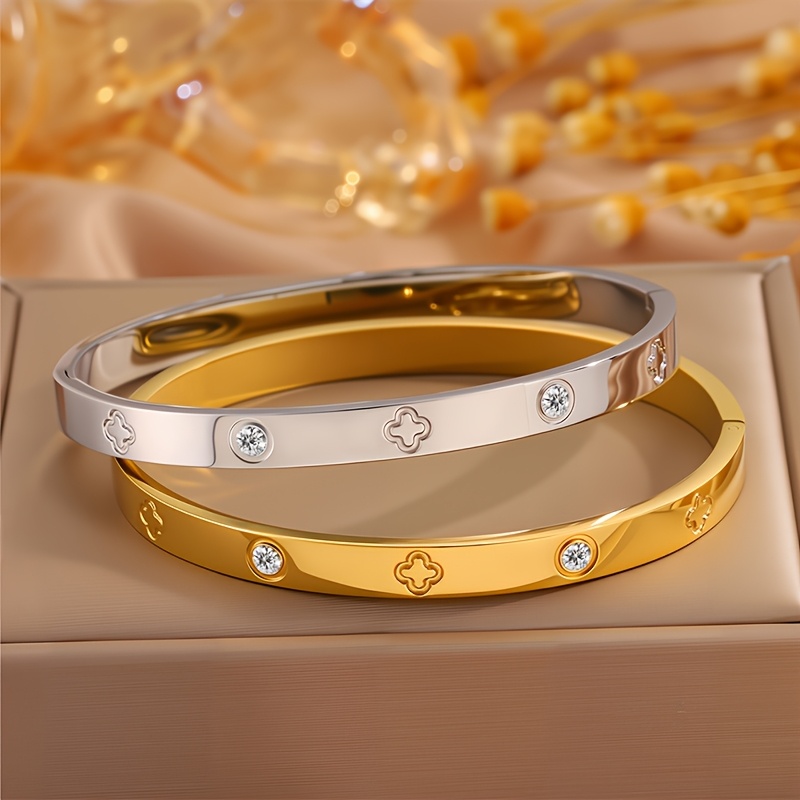 Customized 304L Stainless Steel Four-Leaf Clover Bracelet