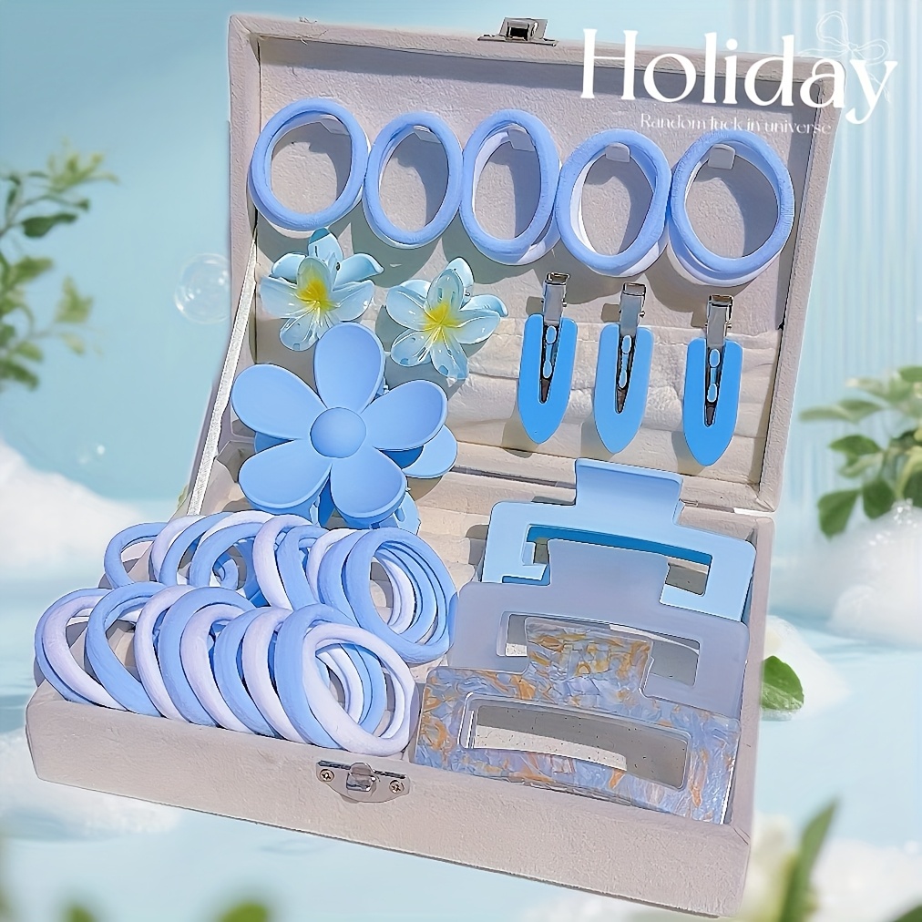 29pcs pastel hair kit women girls pink hair clips elastics  display picture 1
