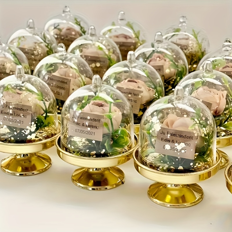 20pcs mini cake stand with lid plastic cupcake stand plate dome cover clear small cake display stand for chocolate dessert wedding birthday baby shower tea party supplies