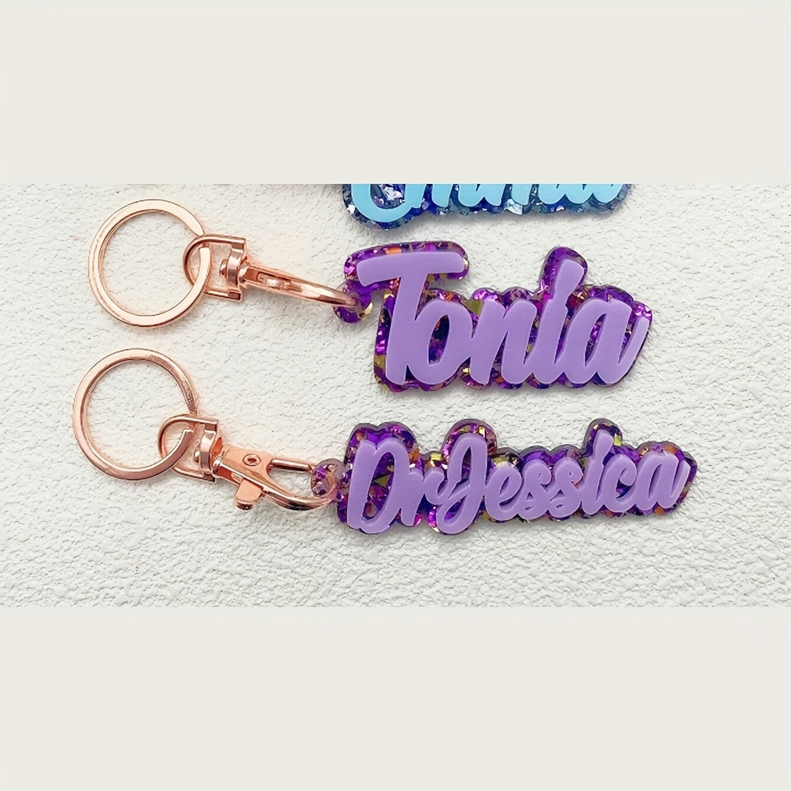 TEMU Acrylic Personalized Letter Keychain, Custom Name Shiny Bag Pendant, Acrylic Double-layer Keychain, Personalized Name Keychain, Back-to- Gift