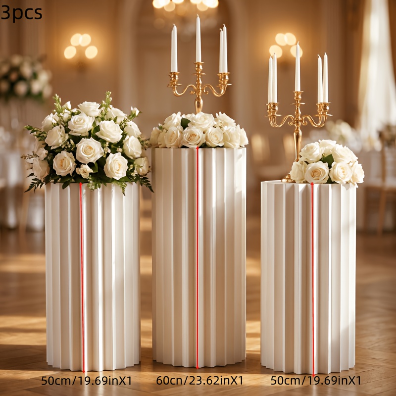 TEMU 3pcs - Foldable Paper Display Stand Set Pedestals Birthday Party Display Stand Base - Suitable For Valentine's Day - Weddings - Parties - Events