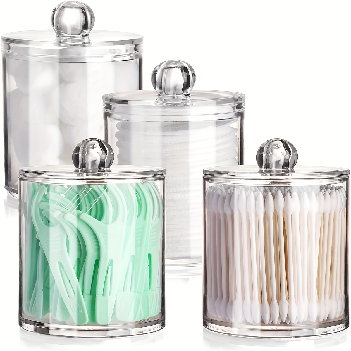 TEMU 4/8pcs Toothpick Box With Lid, Desktop Floss Storage Box, Dustproof, Bpa Free, Capacity Of 10oz/12oz, Can Hold Rubber Bands, Balls, Swabs, Pads, , Salt, Powder