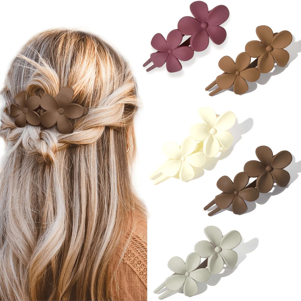 5pcs Flat Hair Clips - Stylish Lay Flat Claw Clips For All Hair Types, Multi-styles Matte Non-slip Hair Clips For Women Wedding Prom Party Hair Decorations, Christmas Gifts, Wedding Gifts