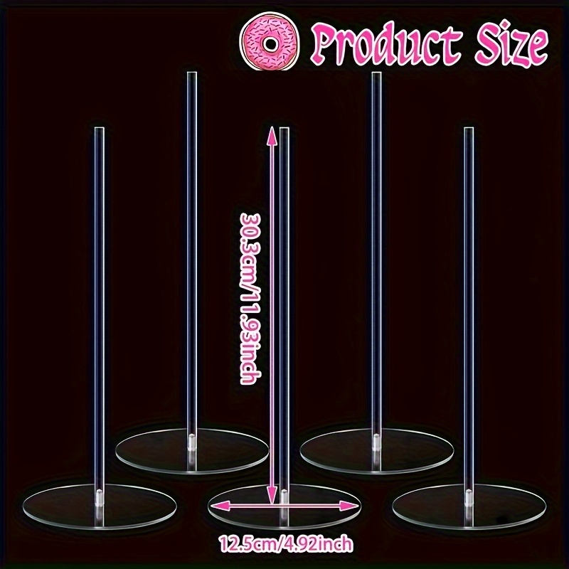 Image of 5pcs, Acrylic Donut Holder For Dessert Table, Clear Donut Holder Party, Donut Bagel Display Stand For Party, Festival, Wedding, Birthday, Classroom, Cake Shop