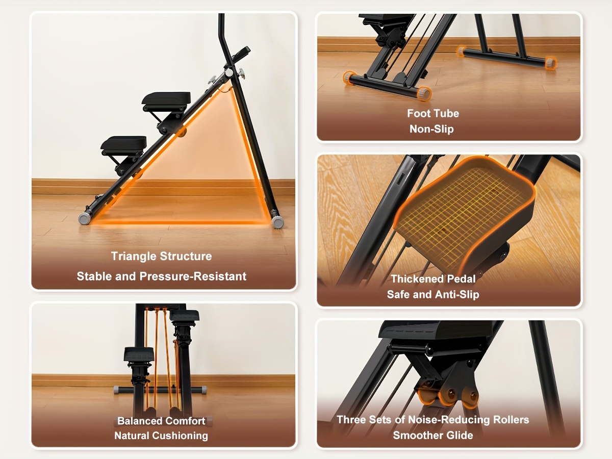 Stair Stepper Folding Vertical Cardio Exercise Climber Stair-Master For Exercise At Home Full Body Workout Machine With Handlebar 300LBS Load With Adjustable Step Range Handlebar & Pedals, Without Battery