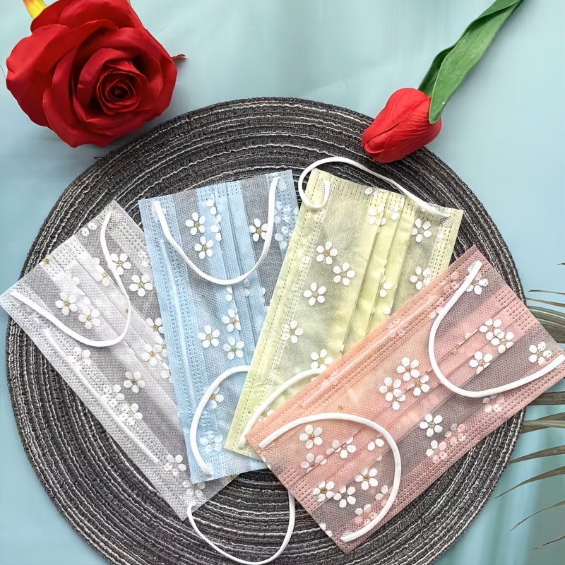 24pcs Sakura Face Masks, Breathable Disposable Ear Loop Masks