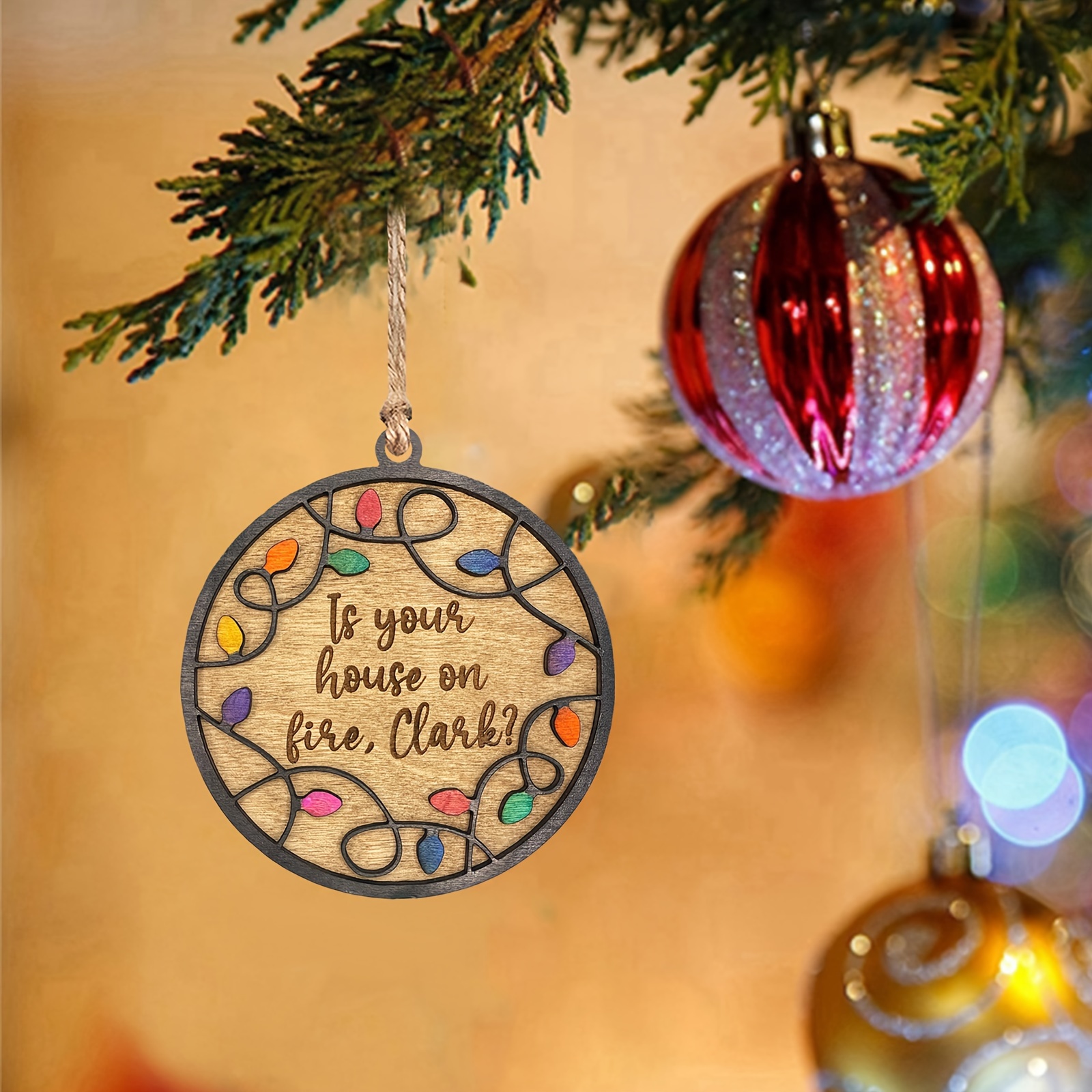 

1pc Wooden Christmas Ornament - Manufactured Wood Hanging Decoration, No Required, Featherless, For Christmas Tree And Pendant