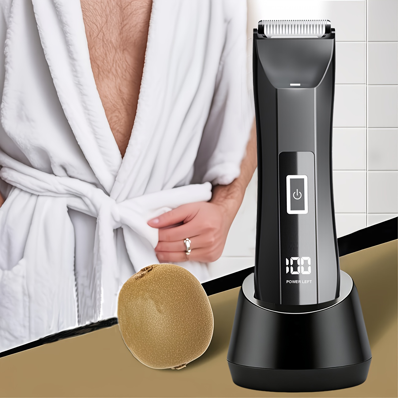 Men's Body Hair Trimmer With Led Light, Ceramic Blade, Digital Display, Usb Rechargeable