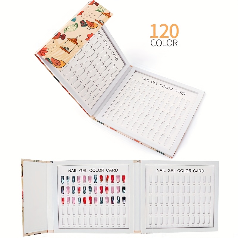 TEMU Display Book For 120 Nail Polish Colors, Organizer Palette For Nail Polish, 120 Fake Nail Tips, Salon Nail Polish Color Chart Book, Nail Polish