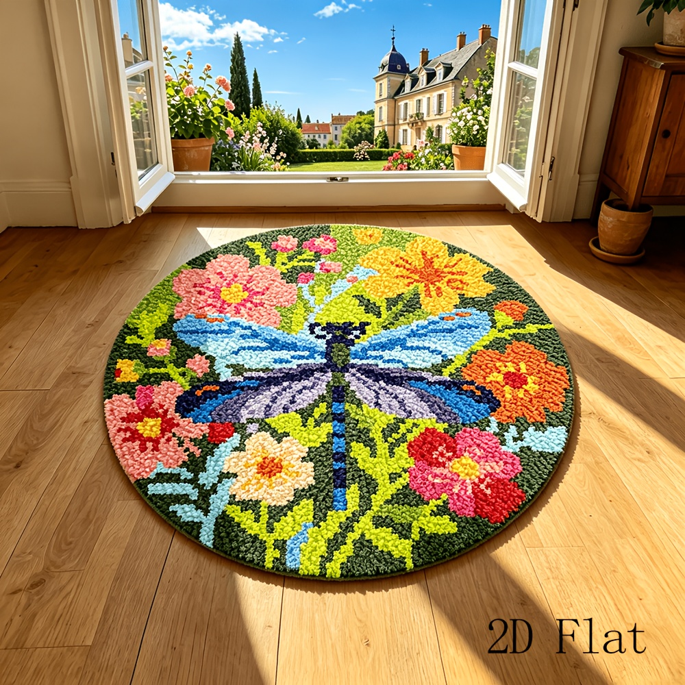DIY Crochet Carpet Patchwork Kit with Squirrel & Dragonfly Patterns