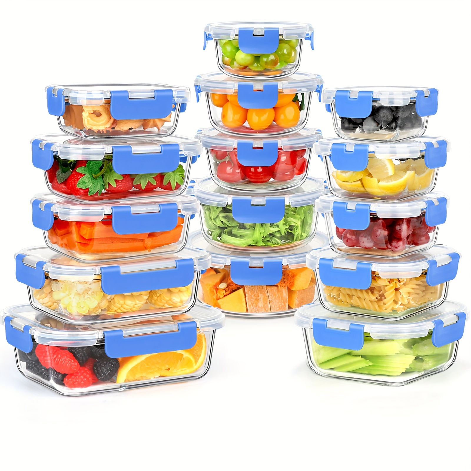     glass food storage containers with snap locking lids glass meal prep containers set airtight lunch containers microwave oven freezer and dishwasher Product details 11