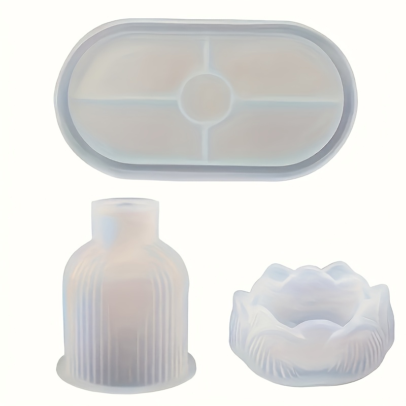 Image of 3pcs Oval Silicone Molds For Multifunctional Decorative Trays, Vases, And Candle Holders, Perfect For Epoxy Resin, Concrete, Plaster, Jewelry Displays, Handicrafts, And Home Decor
