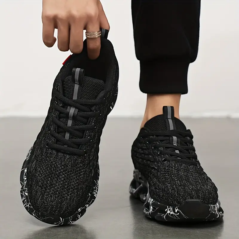 mens breathable running shoes non slip sneakers for lace up athletic footwear details 6