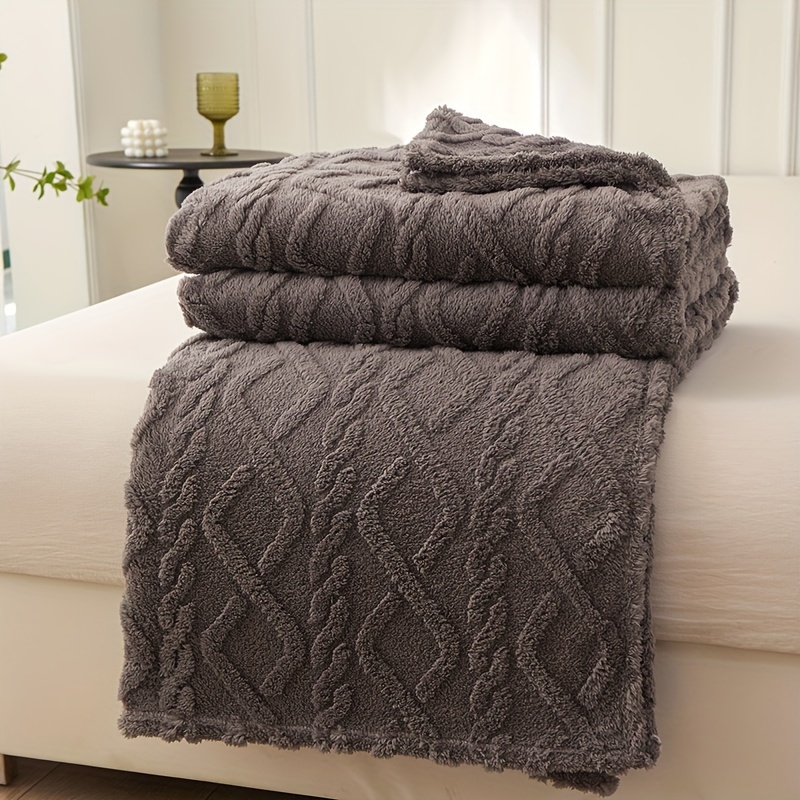 1pc   rhombus jacquard blanket single layer double sided air conditioning multifunctional throw blanket for sofa bed couch office trip details 9