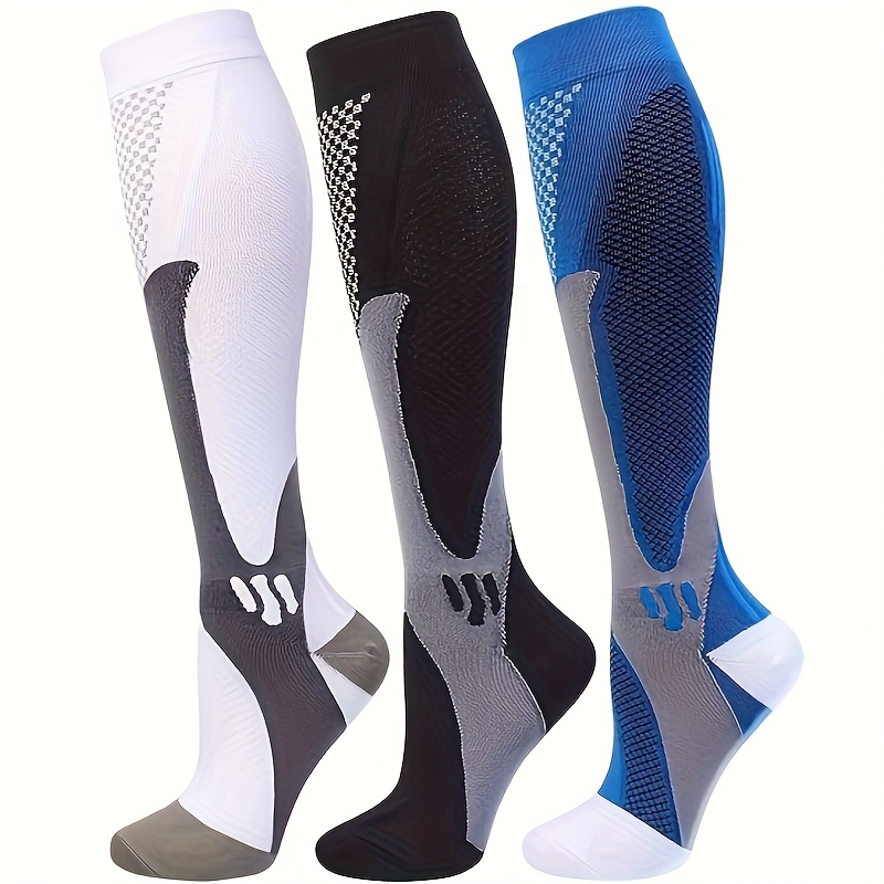 E-shop 3 Paar Kompressionssocken, geeignet für alle Jahreszeiten, Sportsocken für Outdoor-Aktivitäten, ideal für Fitness, Laufen, Marathon, Radfahren,