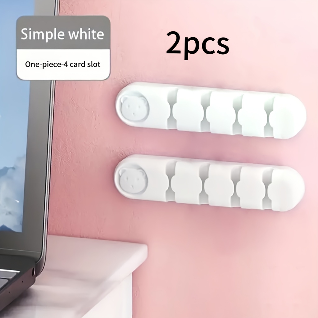 TEMU 2pcs, Soft Silicone Desktop Cable Organizer With 4 Holes For Charging Cables And Hubs - Keep Your Desk Clutter-free And