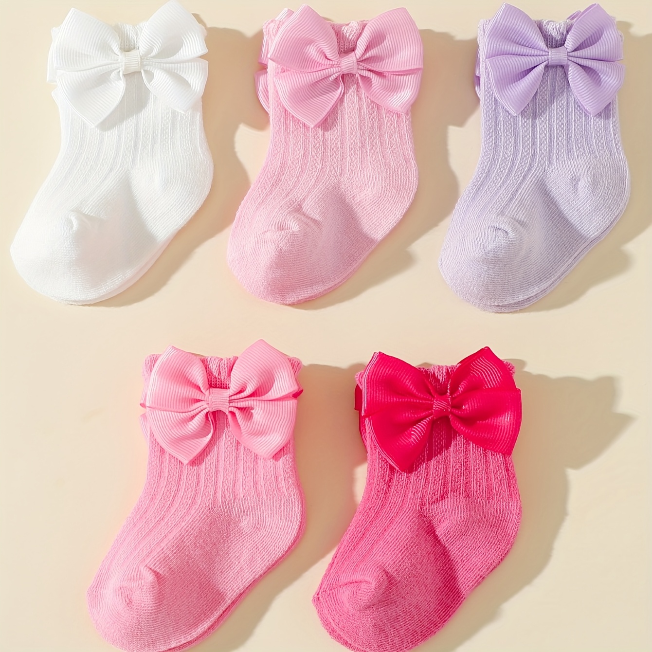 1 Pair/5 Pairs of Cute Bow Bubble Mouth Princess Socks for Spring And Autumn, Suitable for Birthday, Holiday, And First-Year Gifts