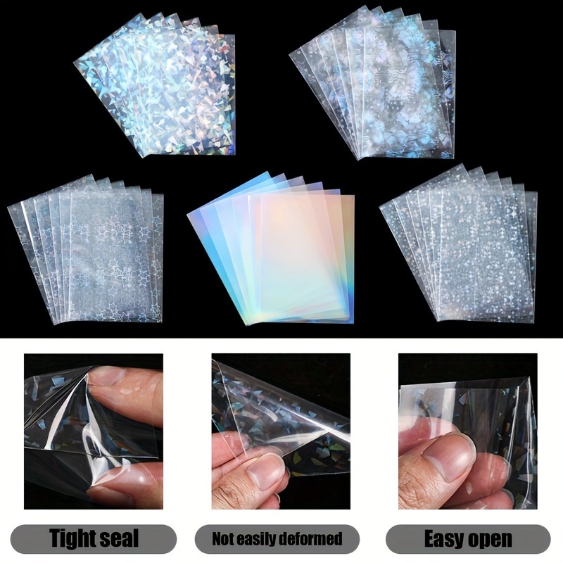 50pcs sparkling transparent laser glitter card sleeves - Temu