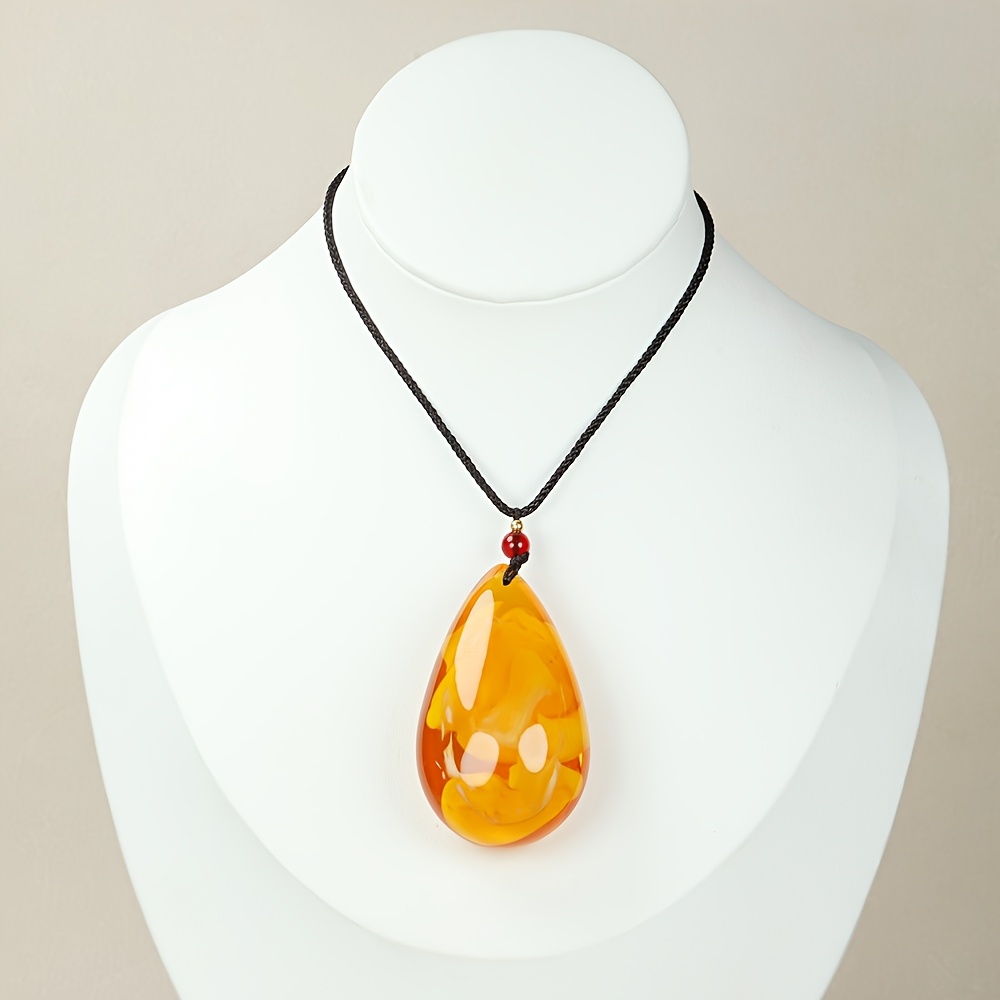 Boho Resin Pendant Drop Necklace for Men and Women