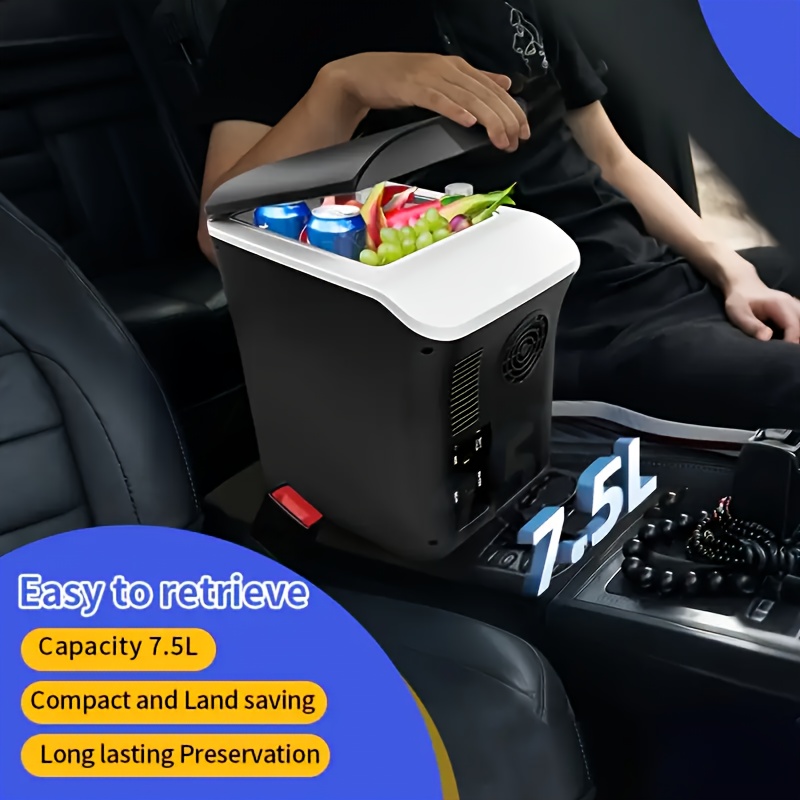 [Portable Car Fridge] Portable 12V Car Refrigerator | 1 Door Mini Fridge for Outdoor, Camping, RV, Truck - Black, 1-10L Capacity, Semiconductor Technology, Durable Construction