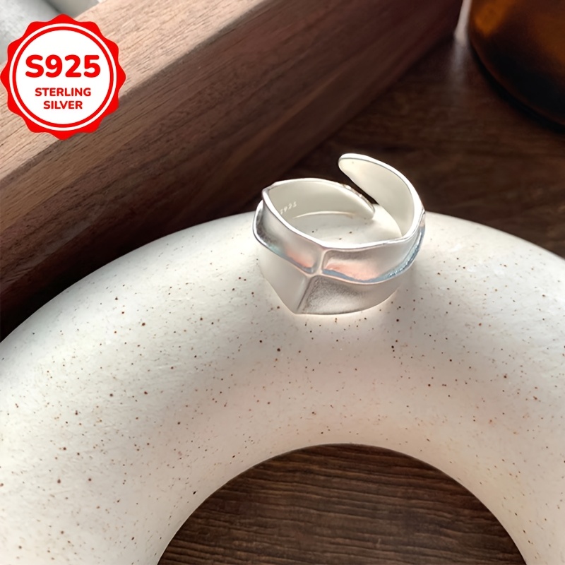 Sterling Silver Open Ring Vintage Style with Textured Finish Gift