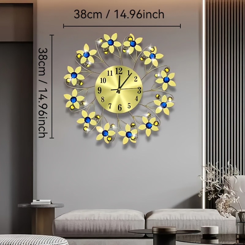 Moderne wandklok Handgemaakte ijzeren metalen wandklokken Slaapkamer Woonkamer Gang Decoratie Stille klok Geen tikkende klokken voor woonkamer Slaapkamer Kantoor Studie, A (B