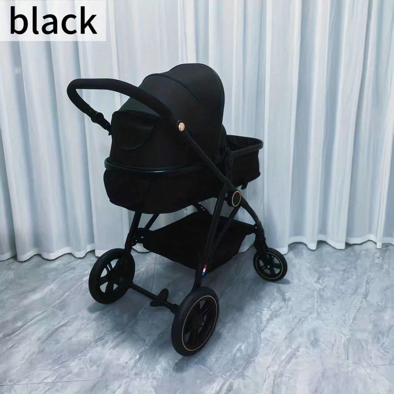 High-view Vierwiel Kinderwagen | Convertible Zitje, Omkeerbaar, Opvouwbaar, Lichtgewicht, Compact, Koolstofstalen Frame, Opbergtassen, Luifel