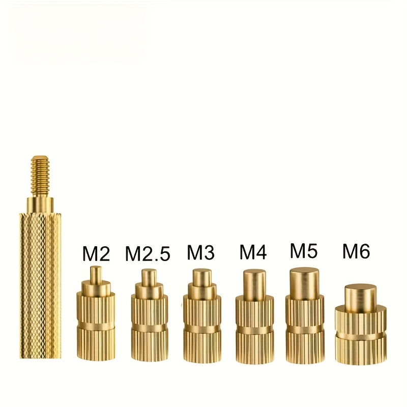 E-shop 7/14-teiliges Schmelzklebe-Einsatz-Mutter-Set mit Messing-Gewindeeinsätzen in den Größen M2, M2.5, M3, M4, M5 und M6, zusammen mit einem
